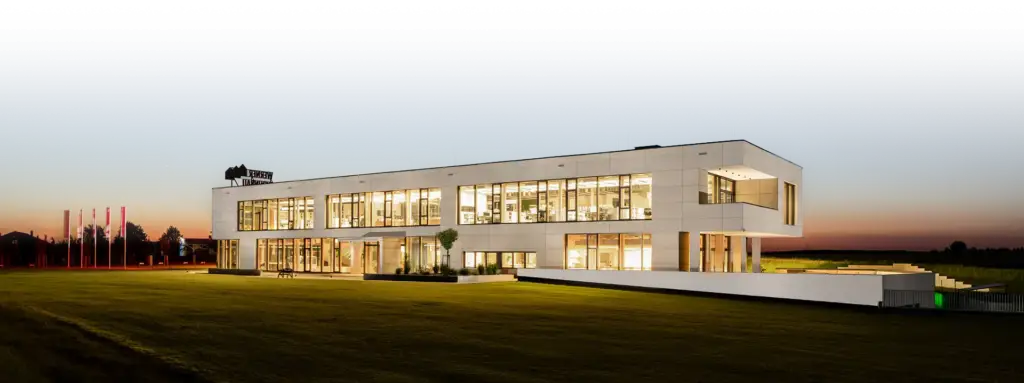 WERNER WOHNBAU office building at dusk
